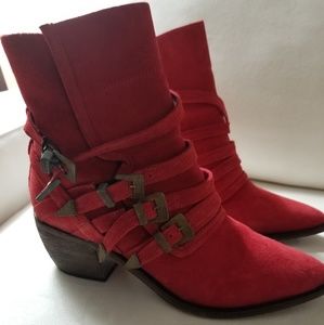 Jeffrey Campbell for Free People red suede booties